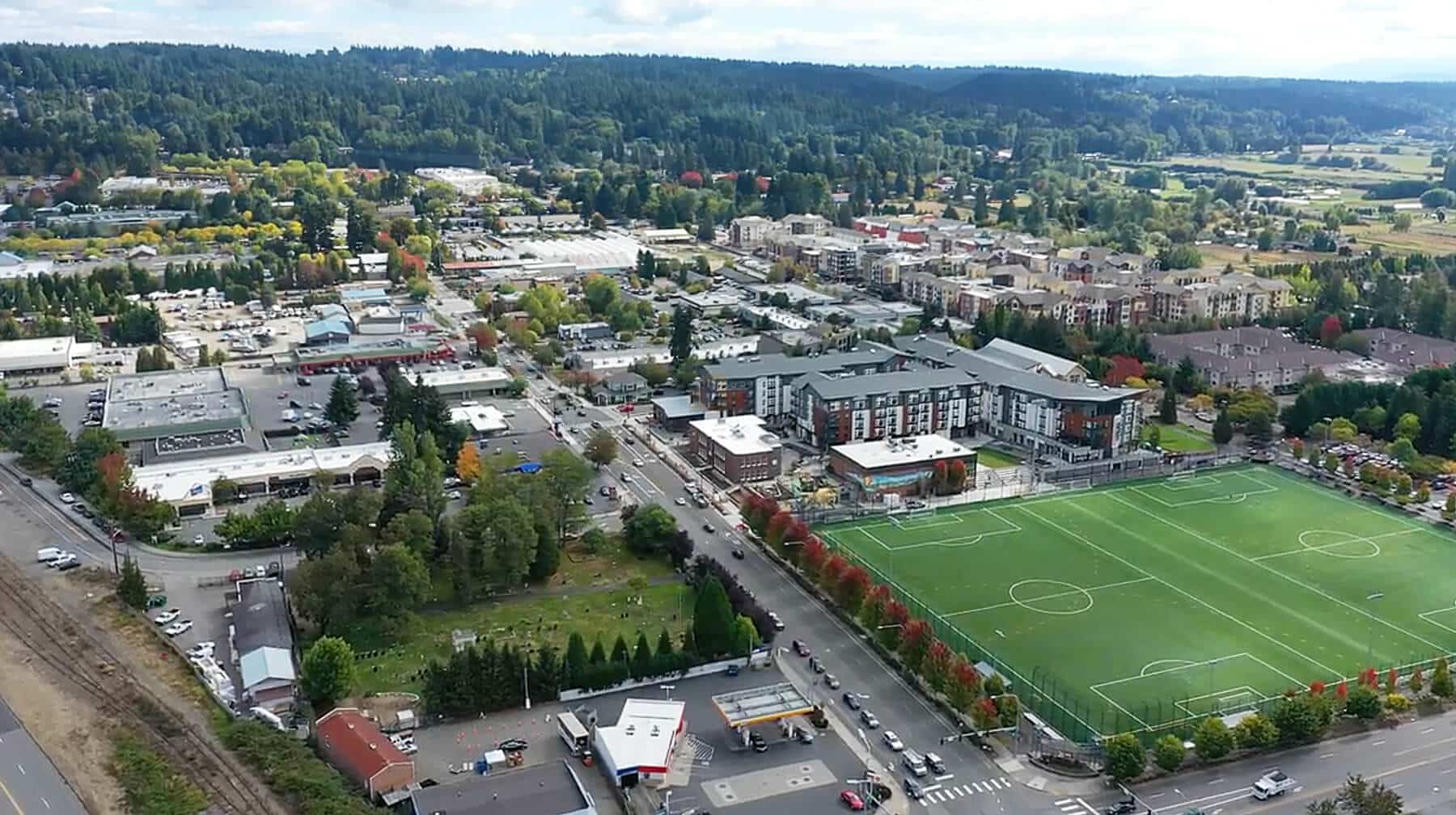 WOODINVILLE Washington DOWNTOWN DRONE