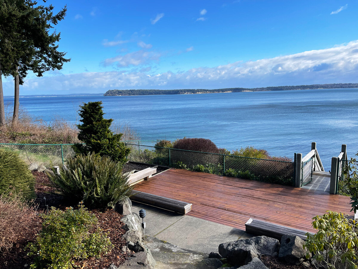 High bank view of Puget Sound from the deck.