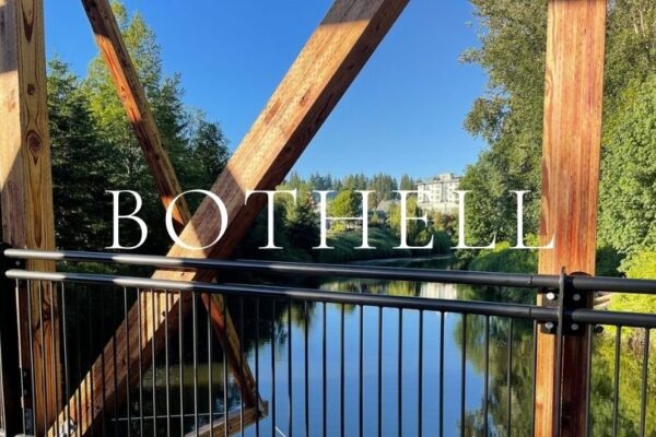 Downtown Bothell bridge overlooking the Burke Gillman Trail.